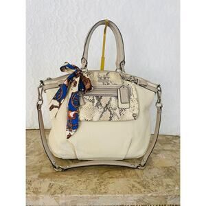 COACH MADISON Embossed Python Leather Lindsey Shoulder Bag Satchel Purse 19630